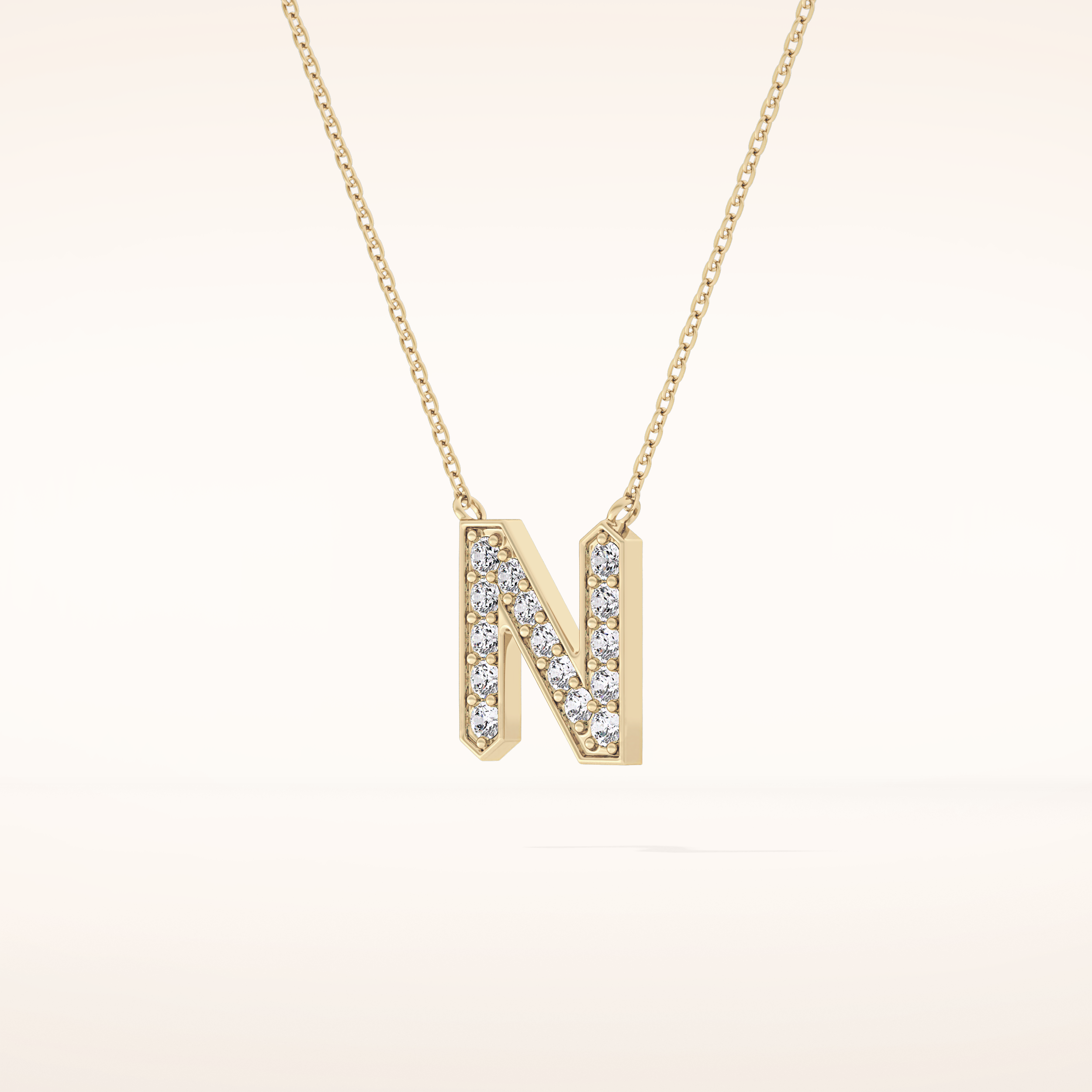 0.31 TCW Round Cut Moissanite N Initial Pendant Necklace