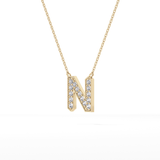 0.31 TCW Round Lab Grown Diamond N Initial Pendant Necklace