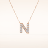 0.31 TCW Round Cut Moissanite N Initial Pendant Necklace