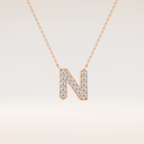 0.31 TCW Round Cut Moissanite N Initial Pendant Necklace