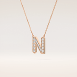 0.31 TCW Round Cut Moissanite N Initial Pendant Necklace