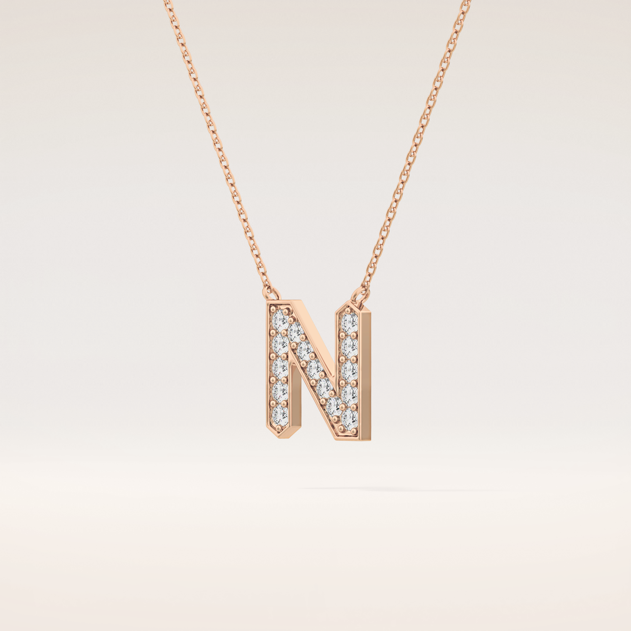 0.31 TCW Round Cut Moissanite N Initial Pendant Necklace