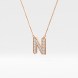 0.31 TCW Round Lab Grown Diamond N Initial Pendant Necklace