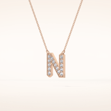 0.31 TCW Round Cut Moissanite N Initial Pendant Necklace