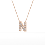 0.31 TCW Round Lab Grown Diamond N Initial Pendant Necklace