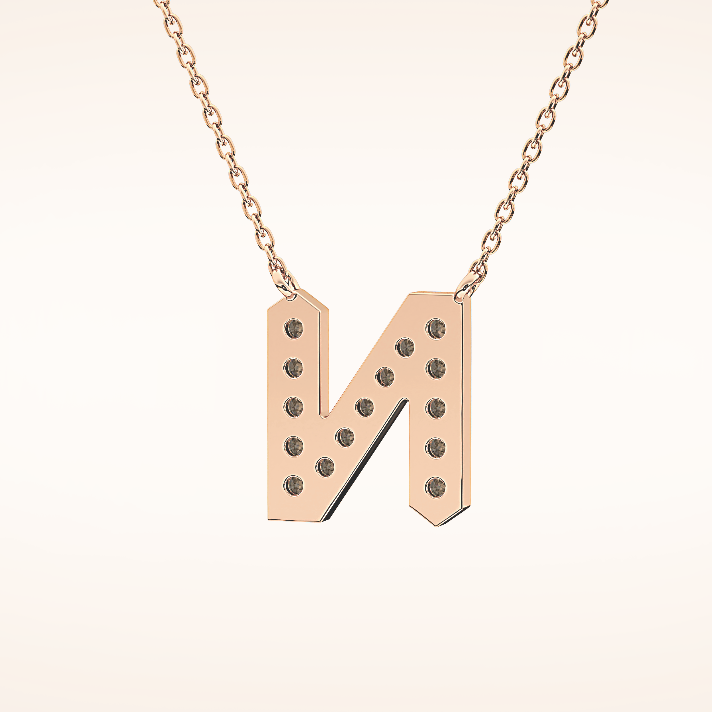 0.31 TCW Round Cut Moissanite N Initial Pendant Necklace
