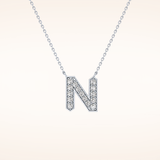 0.31 TCW Round Cut Moissanite N Initial Pendant Necklace