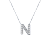 0.31 TCW Round Lab Grown Diamond N Initial Pendant Necklace