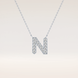 0.31 TCW Round Cut Moissanite N Initial Pendant Necklace