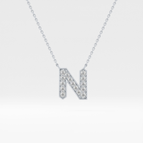 0.31 TCW Round Lab Grown Diamond N Initial Pendant Necklace