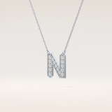 0.31 TCW Round Cut Moissanite N Initial Pendant Necklace