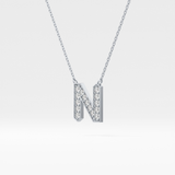 0.31 TCW Round Lab Grown Diamond N Initial Pendant Necklace