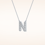 0.31 TCW Round Cut Moissanite N Initial Pendant Necklace