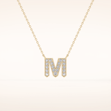 0.202 TCW Round Cut Moissanite M Initial Pendant Necklace