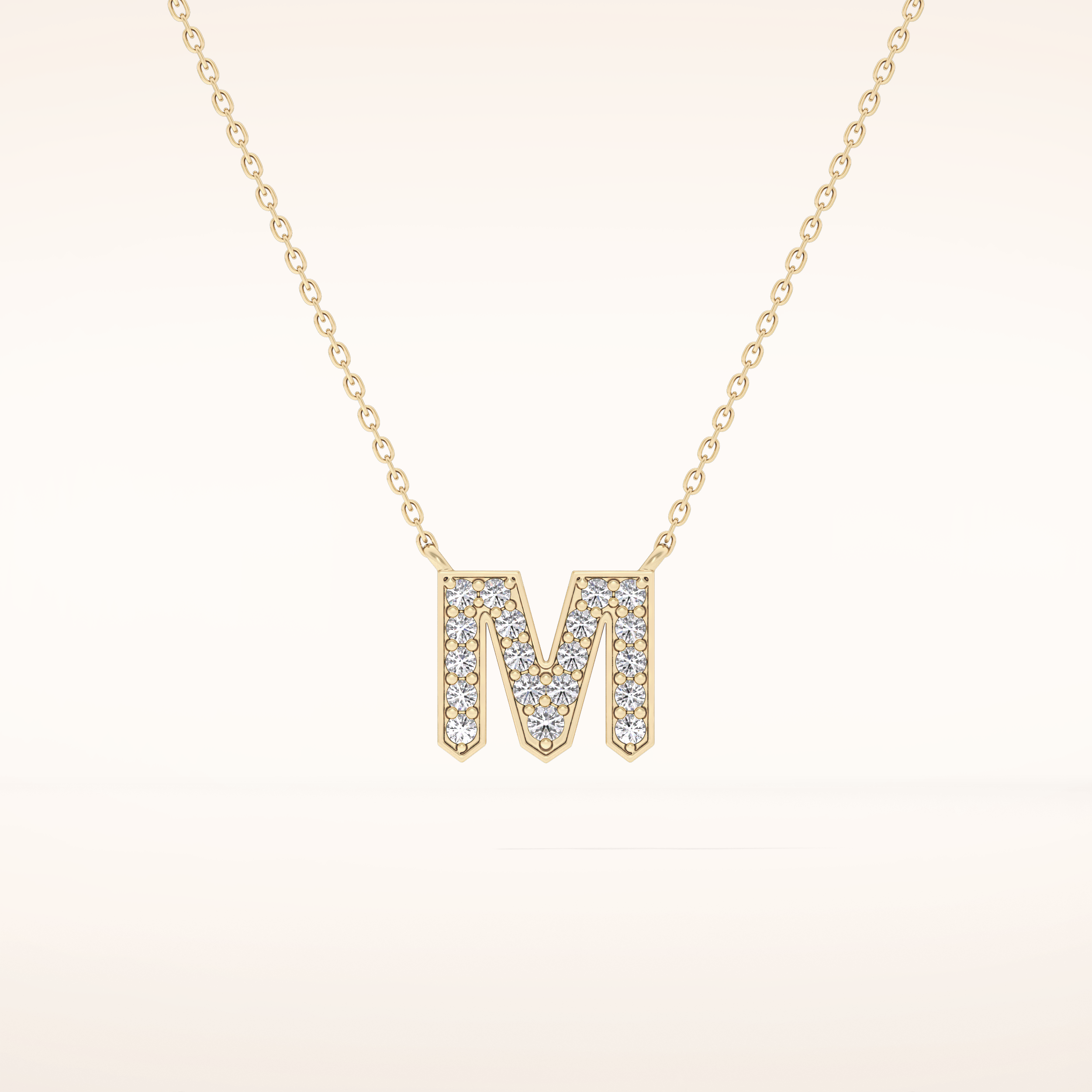 0.202 TCW Round Cut Moissanite M Initial Pendant Necklace