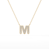 0.202 TCW Round Lab Grown Diamond M Initial Pendant Necklace