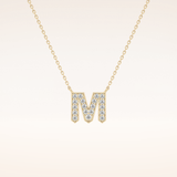 0.202 TCW Round Cut Moissanite M Initial Pendant Necklace