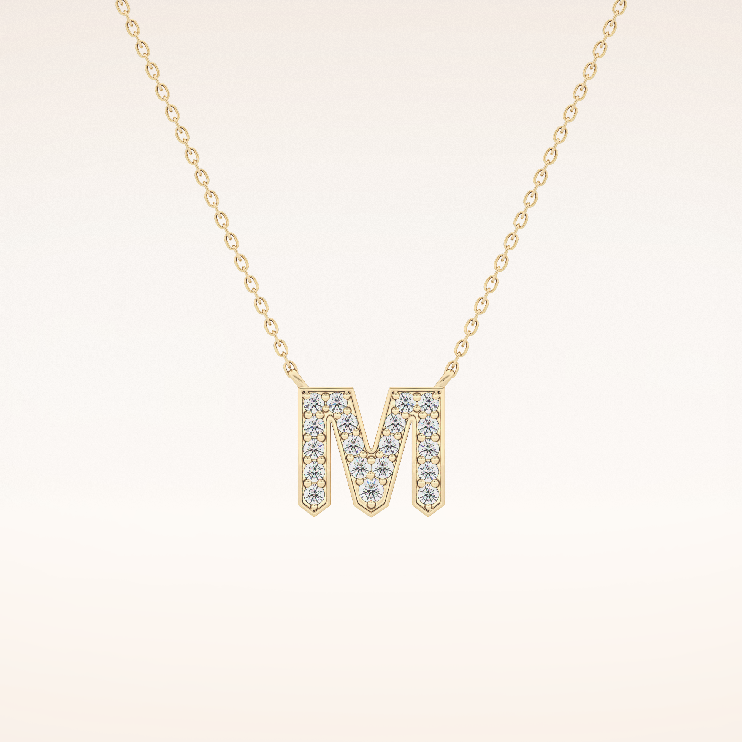 0.202 TCW Round Cut Moissanite M Initial Pendant Necklace
