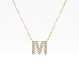 0.202 TCW Round Lab Grown Diamond M Initial Pendant Necklace