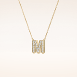 0.202 TCW Round Cut Moissanite M Initial Pendant Necklace