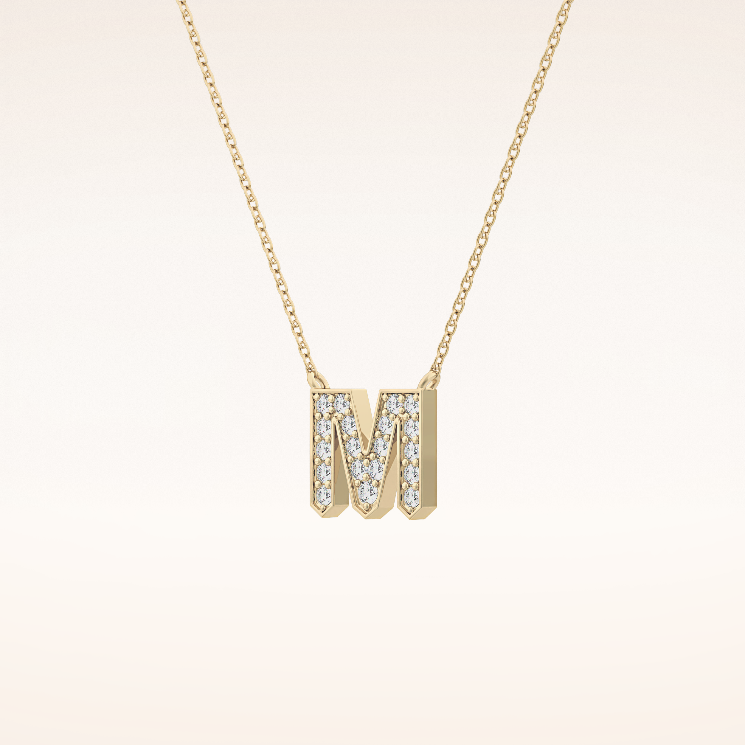 0.202 TCW Round Cut Moissanite M Initial Pendant Necklace