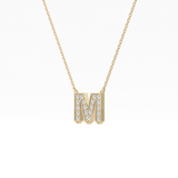 0.202 TCW Round Lab Grown Diamond M Initial Pendant Necklace