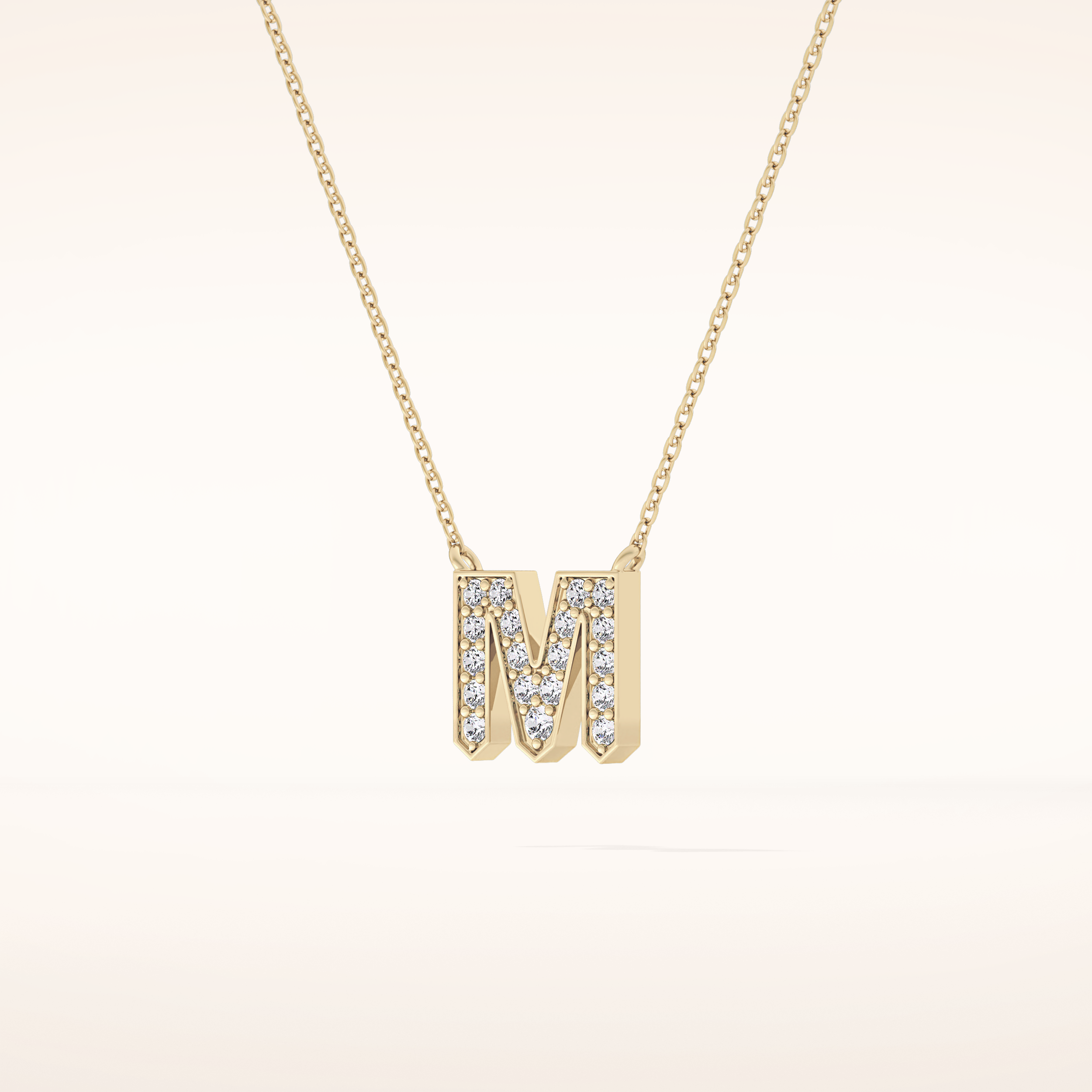 0.202 TCW Round Cut Moissanite M Initial Pendant Necklace