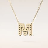 0.202 TCW Round Cut Moissanite M Initial Pendant Necklace
