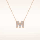 0.202 TCW Round Cut Moissanite M Initial Pendant Necklace