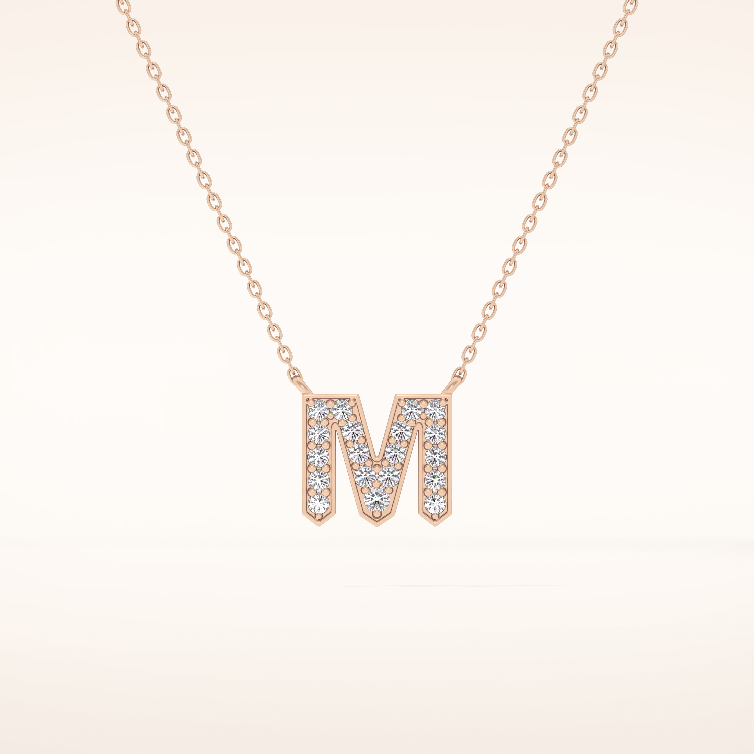 0.202 TCW Round Cut Moissanite M Initial Pendant Necklace