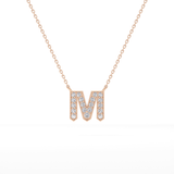 0.202 TCW Round Lab Grown Diamond M Initial Pendant Necklace
