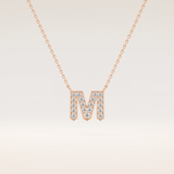 0.202 TCW Round Cut Moissanite M Initial Pendant Necklace