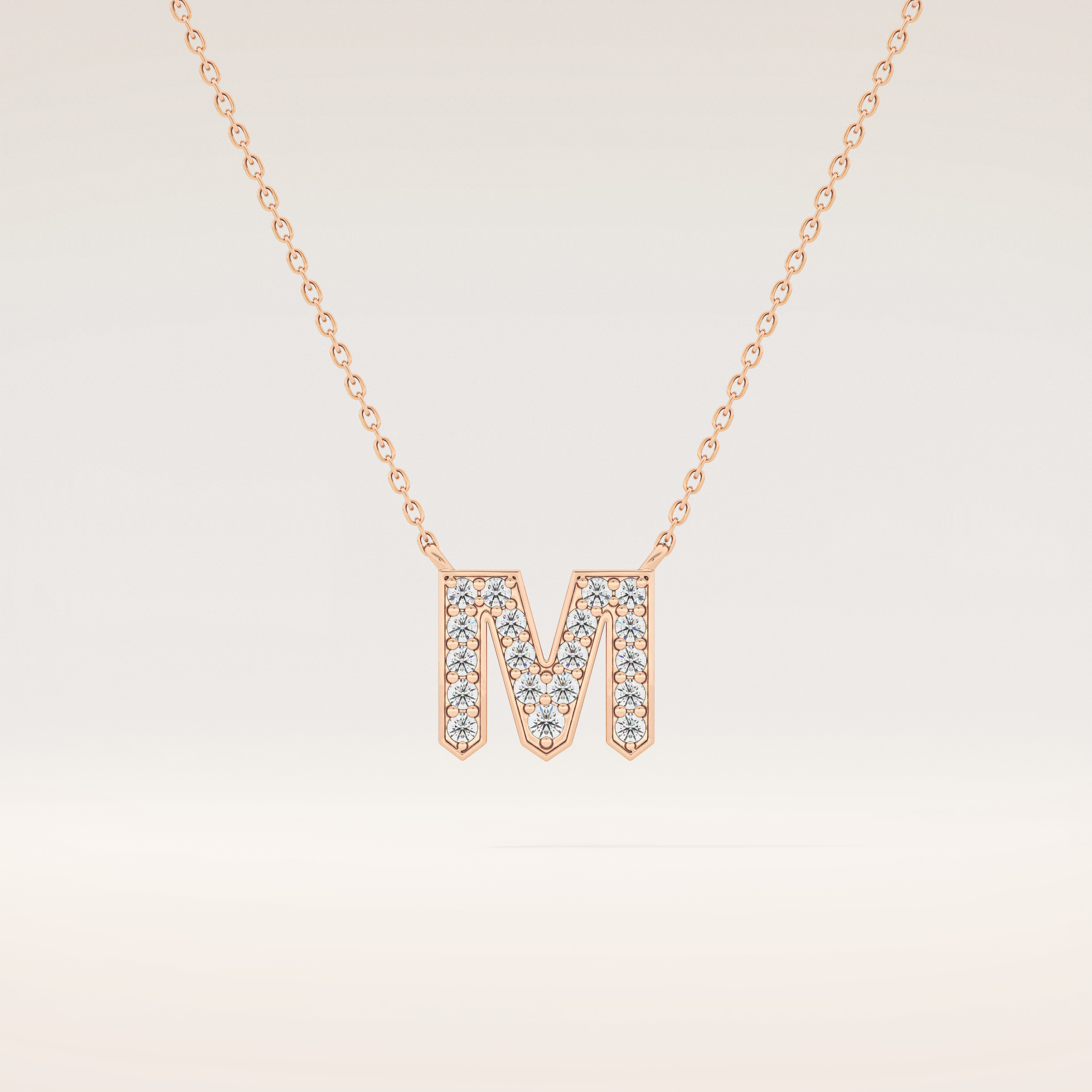 0.202 TCW Round Cut Moissanite M Initial Pendant Necklace