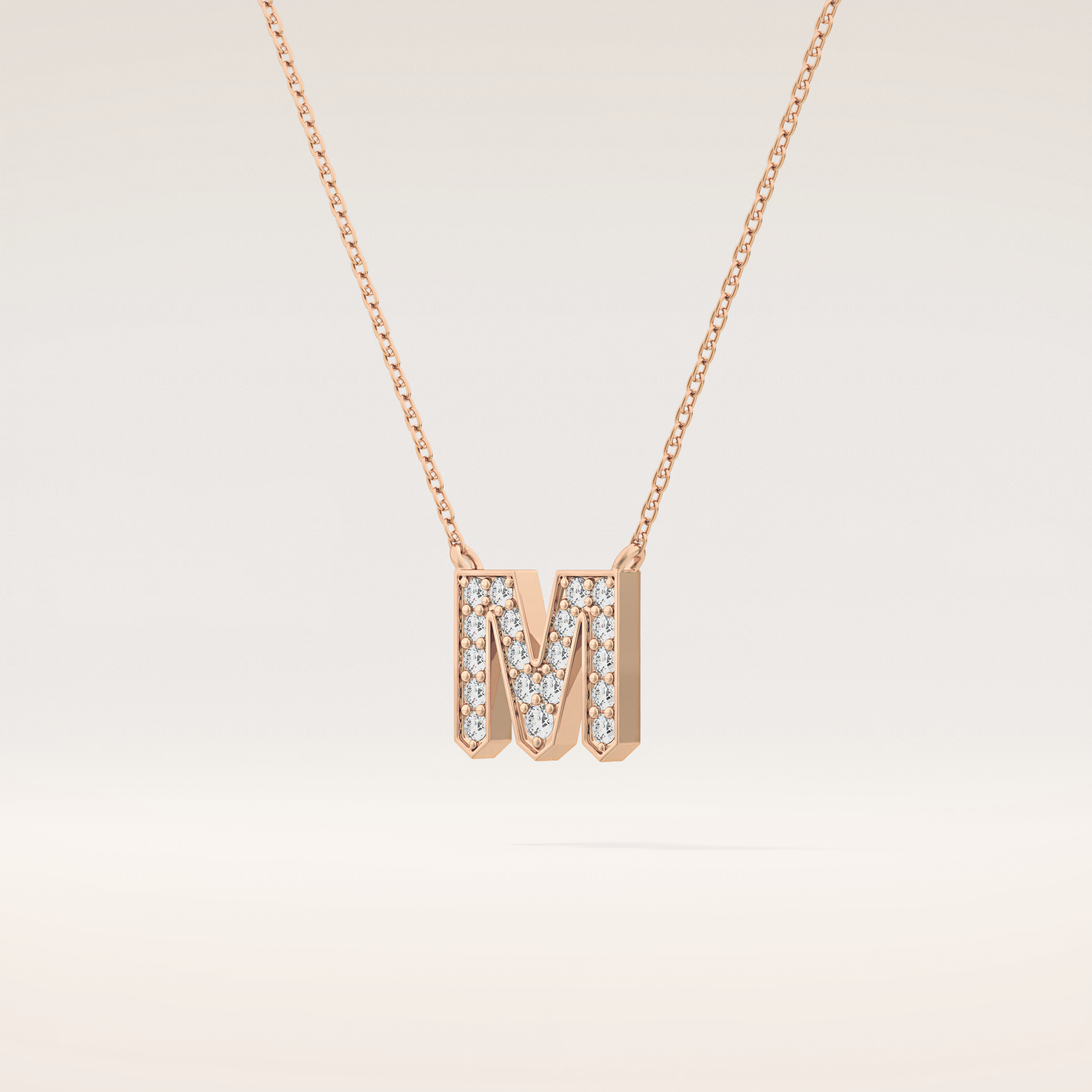 0.202 TCW Round Cut Moissanite M Initial Pendant Necklace
