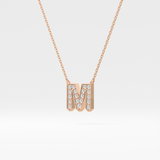 0.202 TCW Round Lab Grown Diamond M Initial Pendant Necklace