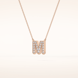 0.202 TCW Round Cut Moissanite M Initial Pendant Necklace