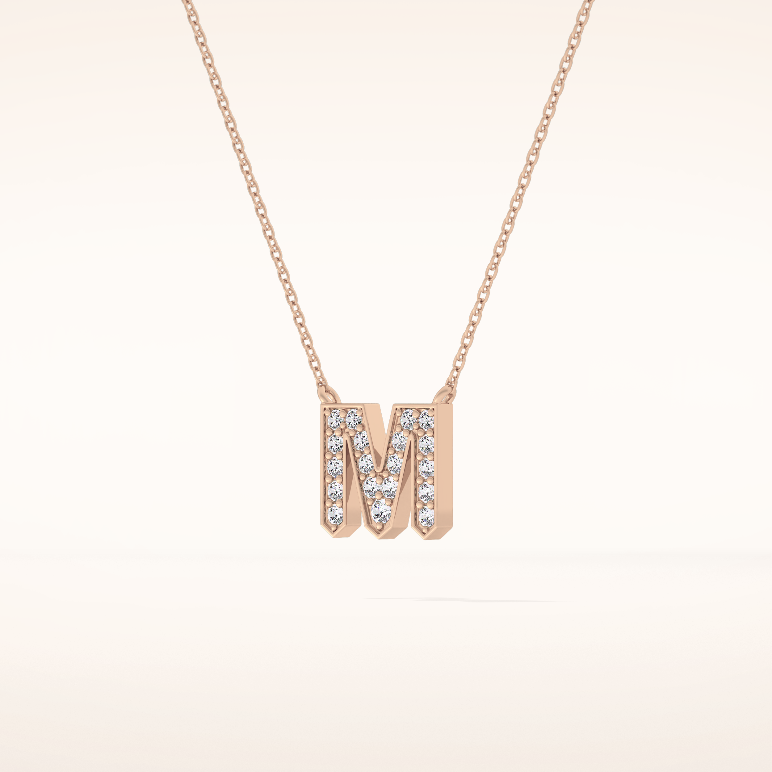 0.202 TCW Round Cut Moissanite M Initial Pendant Necklace