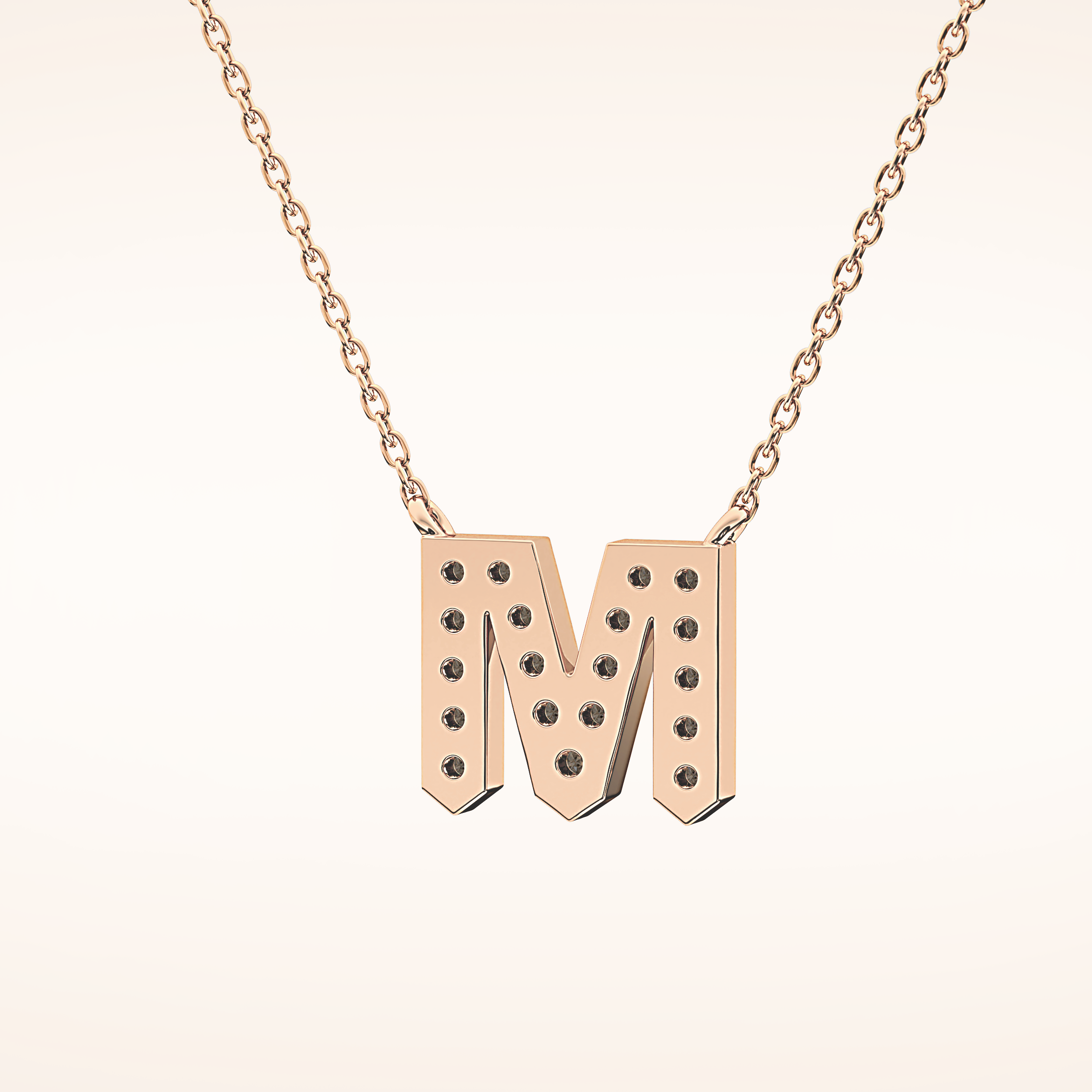 0.202 TCW Round Cut Moissanite M Initial Pendant Necklace