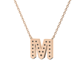 0.202 TCW Round Lab Grown Diamond M Initial Pendant Necklace