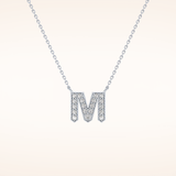 0.202 TCW Round Cut Moissanite M Initial Pendant Necklace
