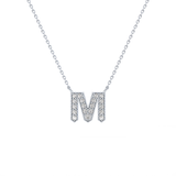 0.202 TCW Round Lab Grown Diamond M Initial Pendant Necklace