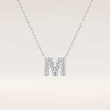 0.202 TCW Round Cut Moissanite M Initial Pendant Necklace