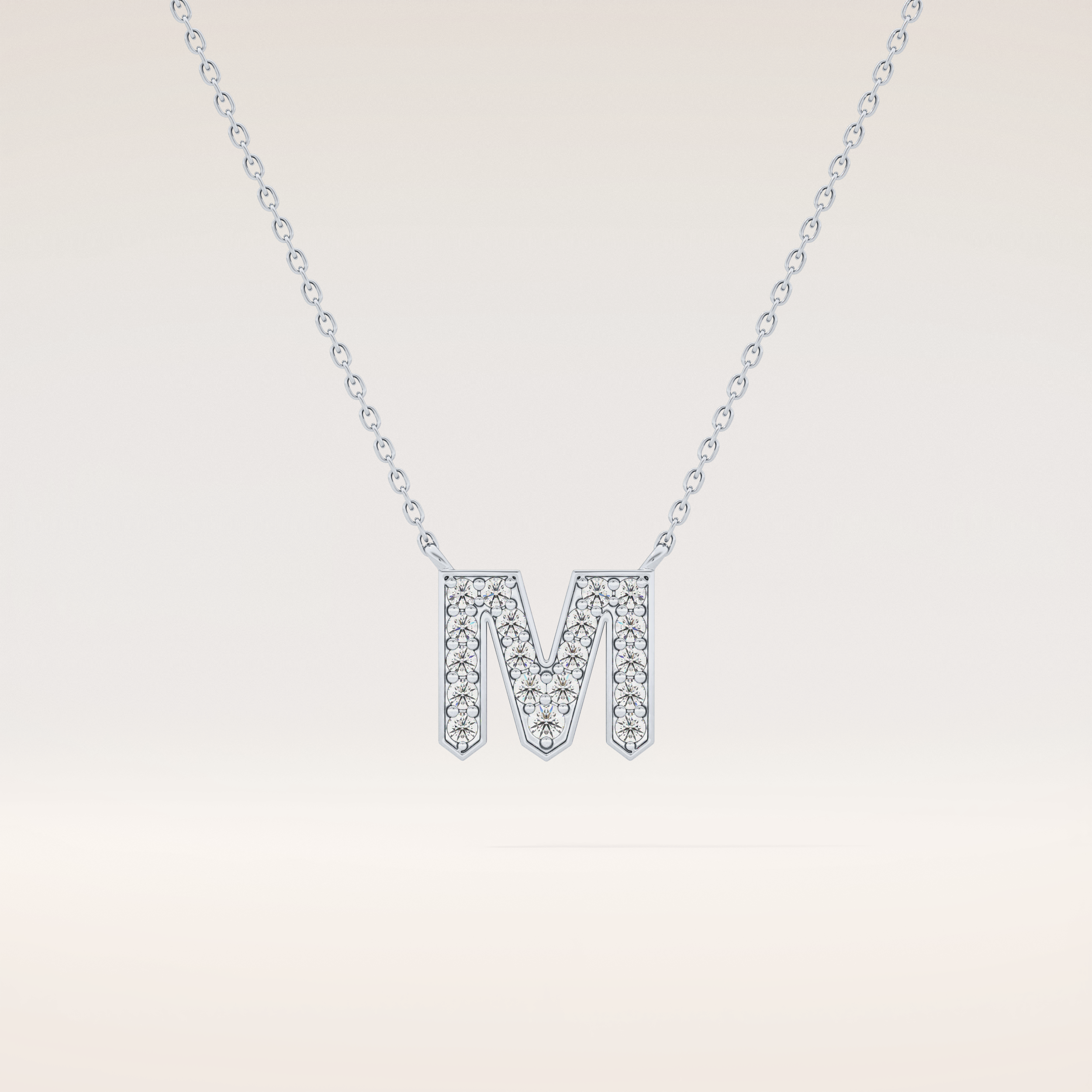 0.202 TCW Round Cut Moissanite M Initial Pendant Necklace