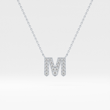 0.202 TCW Round Lab Grown Diamond M Initial Pendant Necklace