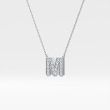 0.202 TCW Round Lab Grown Diamond M Initial Pendant Necklace