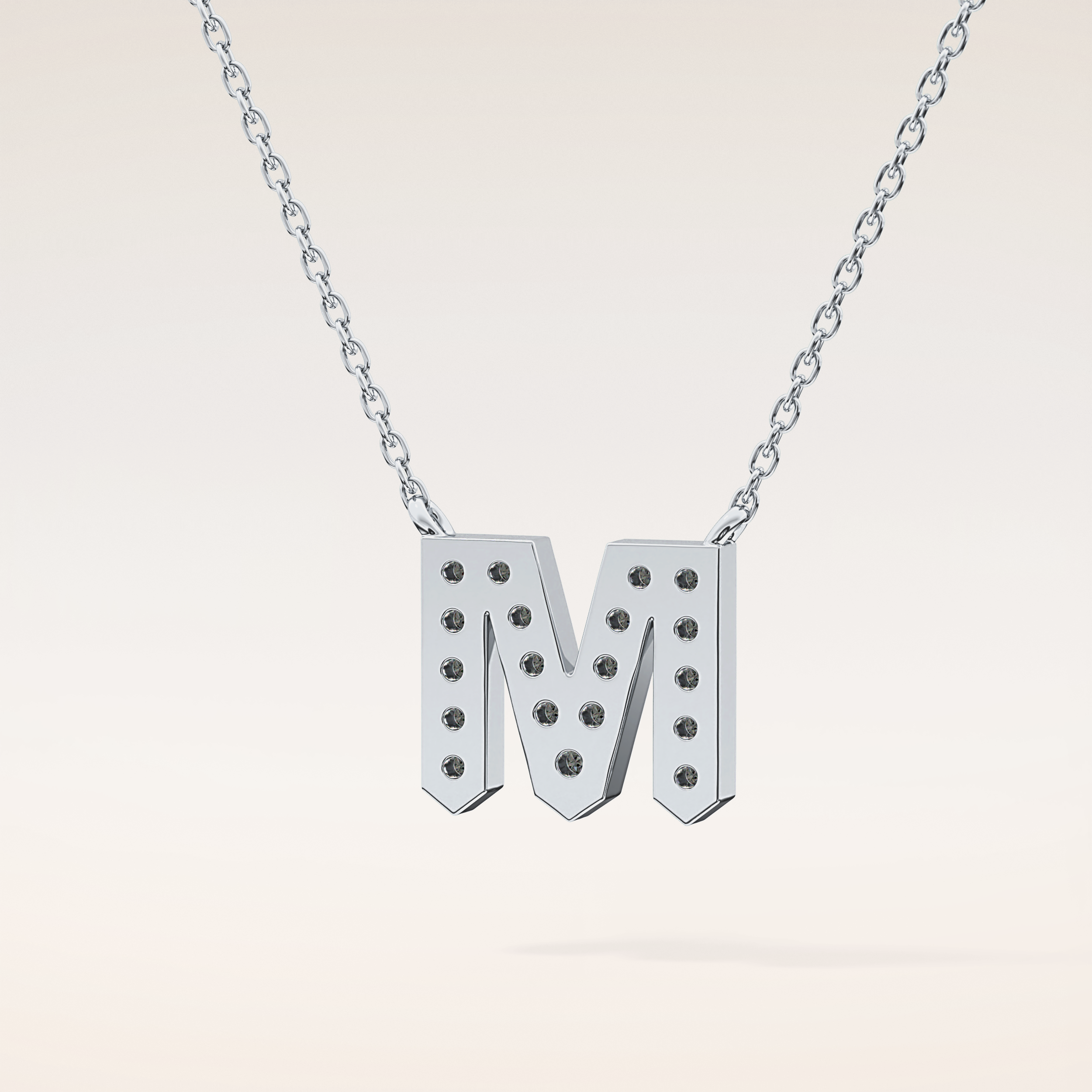 0.202 TCW Round Cut Moissanite M Initial Pendant Necklace