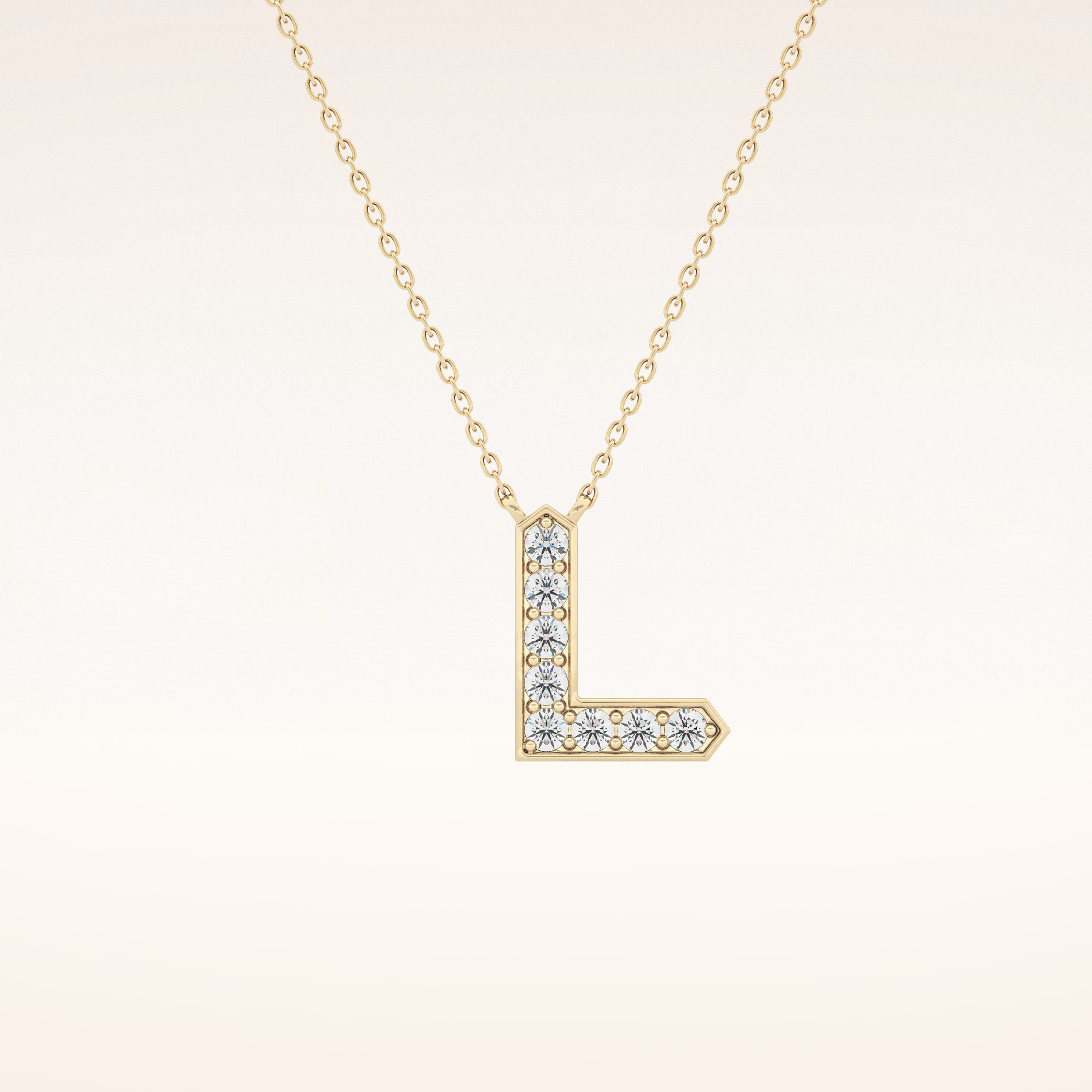 0.24 TCW Round Cut Moissanite L Initial Pendant Necklace