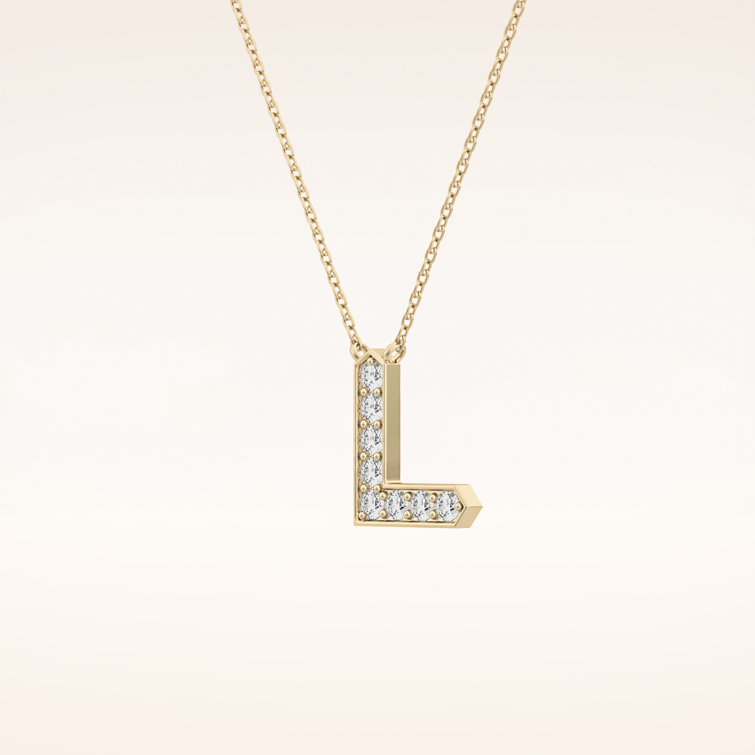 0.24 TCW Round Cut Moissanite L Initial Pendant Necklace