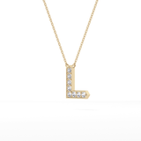 0.24 TCW Round Lab Grown Diamond L Initial Pendant Necklace