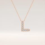 0.24 TCW Round Cut Moissanite L Initial Pendant Necklace
